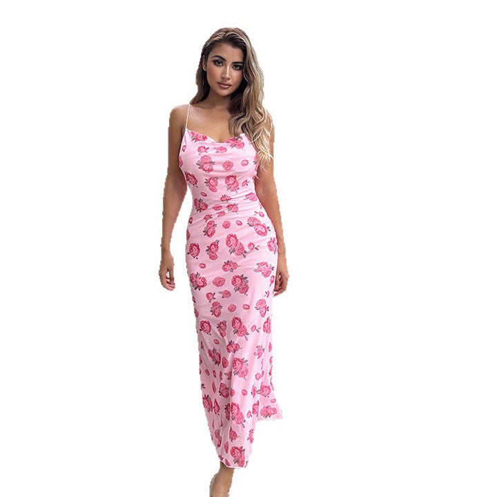 Dame blomsterkjole med spaghetti stropper Stilla