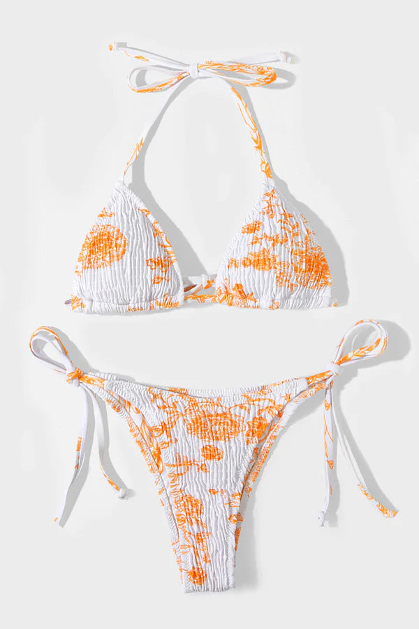 Dame Triangel-Bikini i legende blomsterdesign med justerbare stropper Stilla
