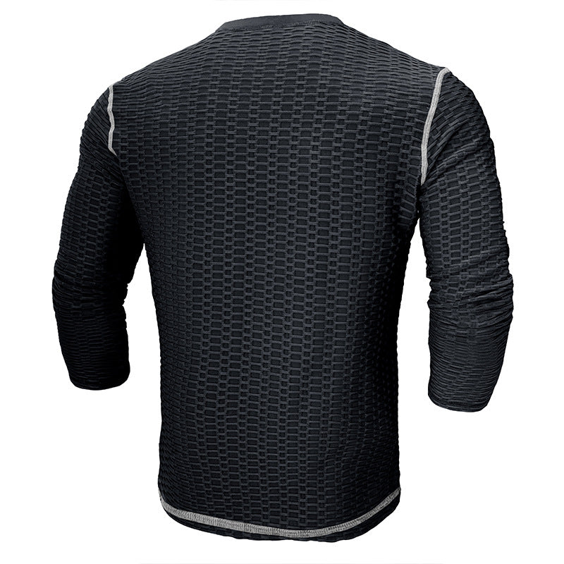 Herrer Langærmet Henley Skjorte med struktureret Design Stilla