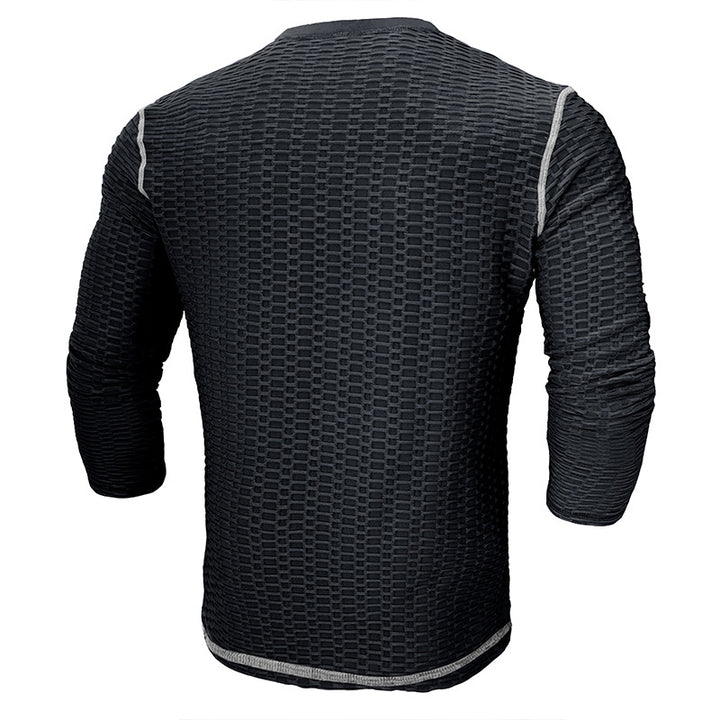 Herrer Langærmet Henley Skjorte med struktureret Design Stilla