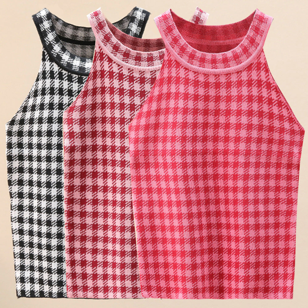 Kvinders sporty tanktop med chic ternet mønster Stilla