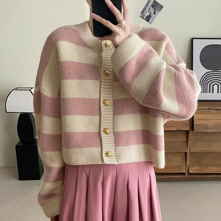 Kvinders fashionable oversized striktrøje med knapper Stilla