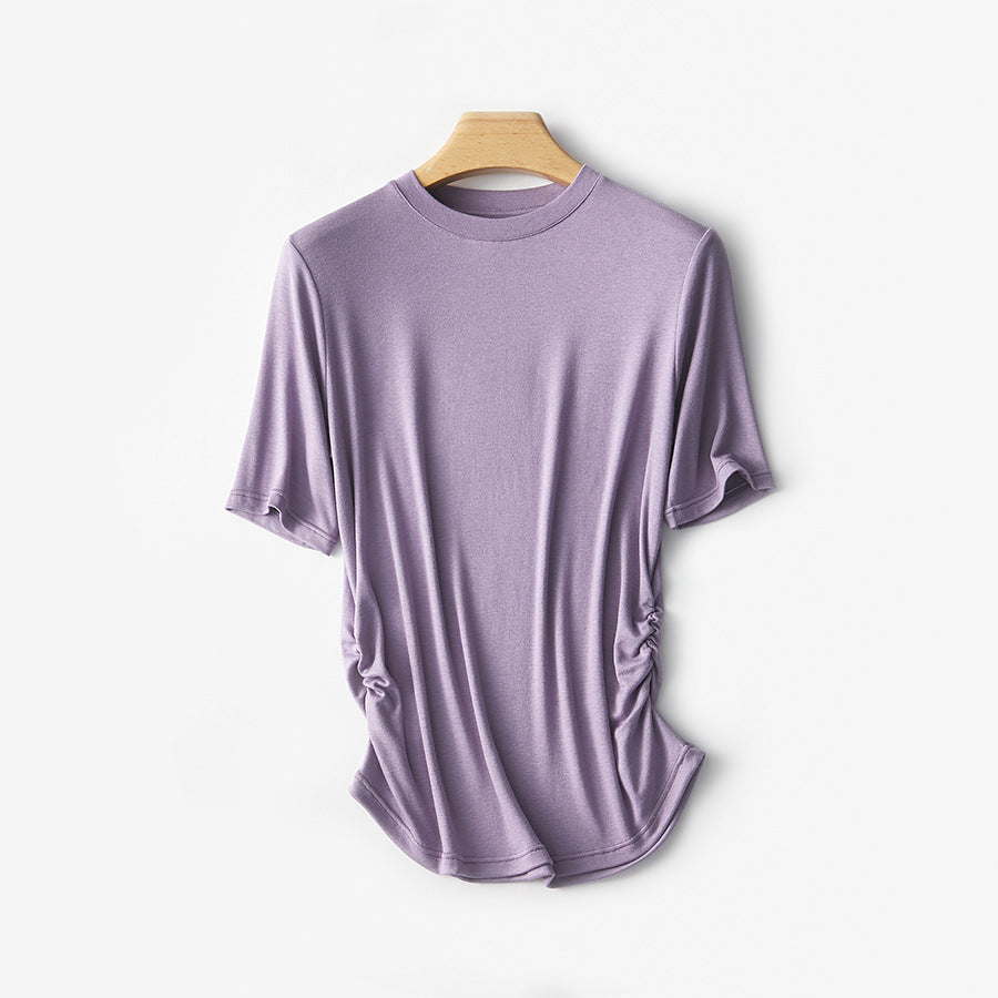 Dame Casual sidelæns rynket T-shirt Stilla