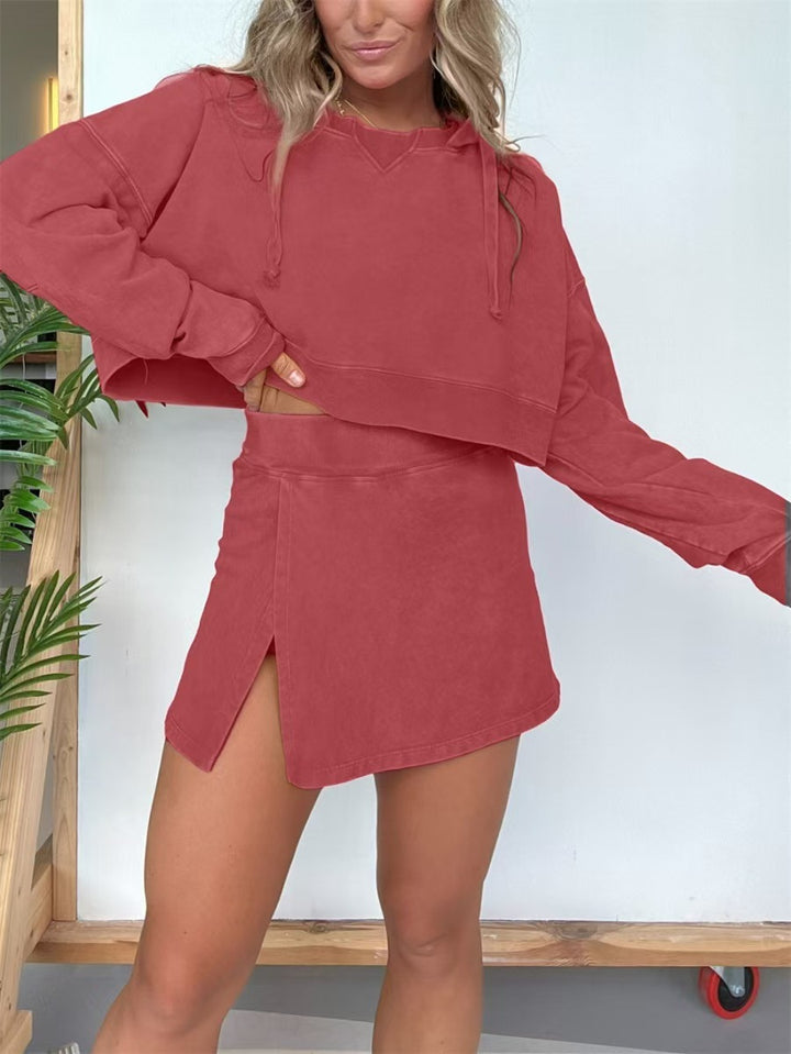 Dame Crop-Top og Mini-Nederdel Sæt Stilla