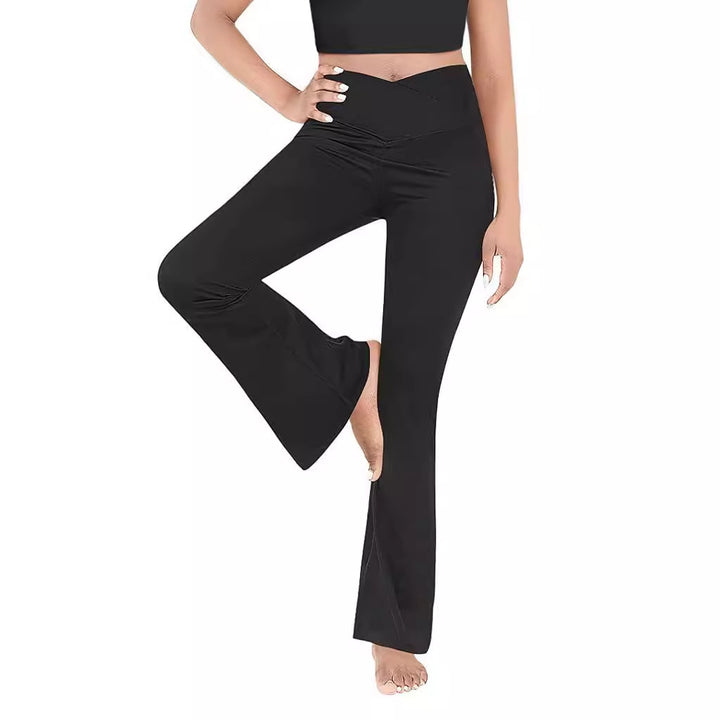 Dame afslappede Bootcut-leggings med høj talje og åndbart materiale Skovae