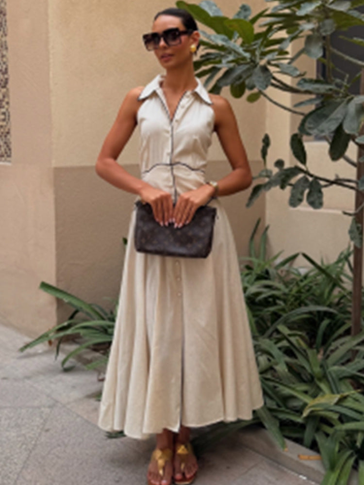 Dame wrap dress med elegant krave og knapdetaljer Stilla