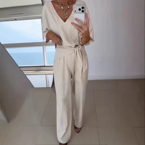 Kvinder Elegant Jumpsuit med Skræddersyet Snit og Dækningsbælte Skovae