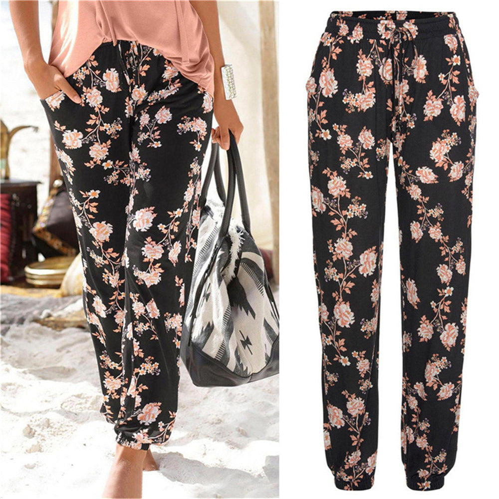 Dame let Jersey-bukser med blomsterprint Stilla