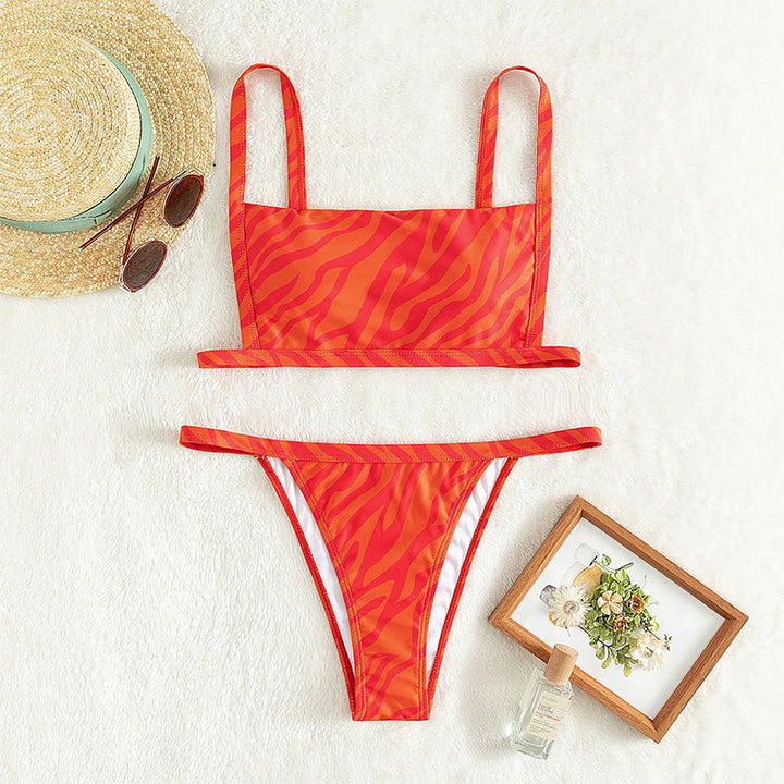 Dame triangel-bikini med justerbare stropper og sporty snit Skovae