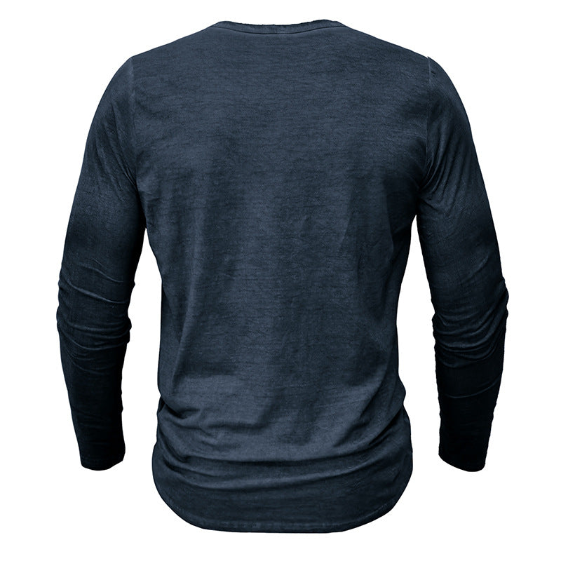 Herrer Langærmet Henley T-shirt med moderne krave og bæredygtigt stof Stilla