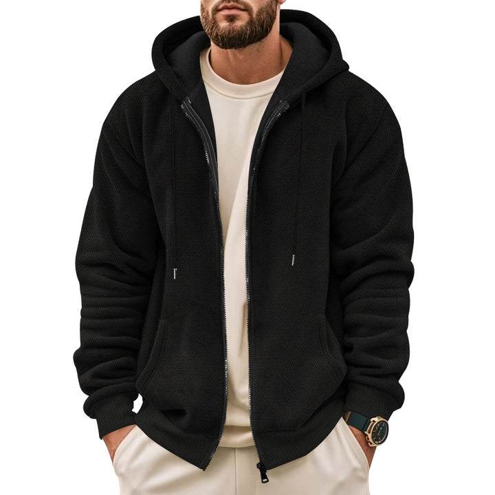 Herren fleece-hoodie med praktisk lynlås og åndbar struktur Stilla