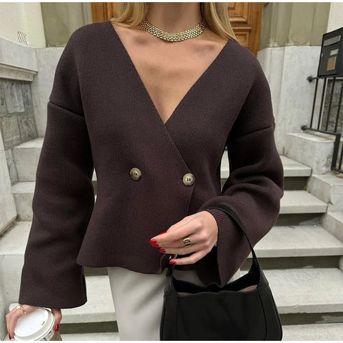 Kvinderne trendy cardigan med asymmetrisk snit og store knapper Stilla