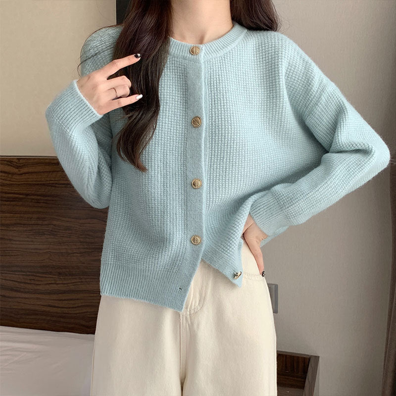 Femme Struktur Strik Button-Up Cardigan Stilla