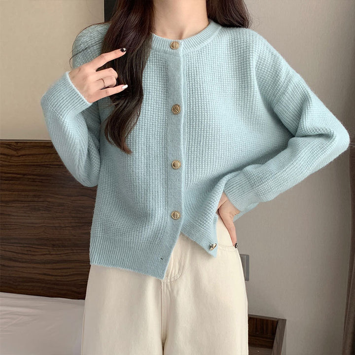 Femme Struktur Strik Button-Up Cardigan Stilla