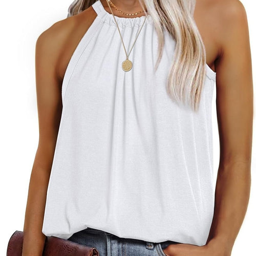 Dame højkrave plisseret tanktop Stilla