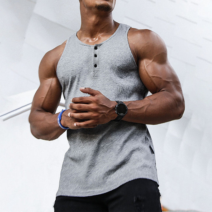Herre sport tanktop med knaplukning og struktureret overflade Stilla