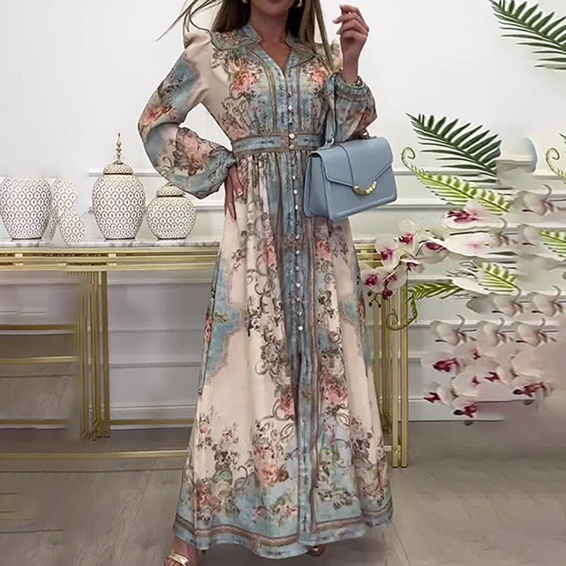 Damer Elegant Maxi Kjole med Blomster Motiver Stilla