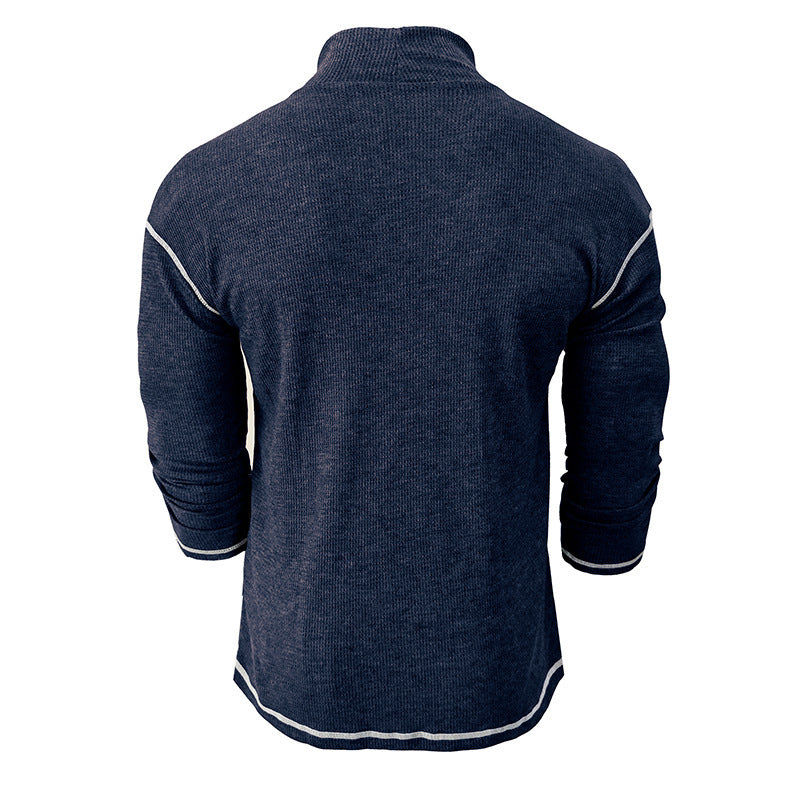 Herrer Ståkrave Pullover med kontrasterende kanter Stilla