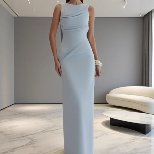Damer Elegant Maxi-Kjole med raffineret drapering og asymmetrisk snit Skovae