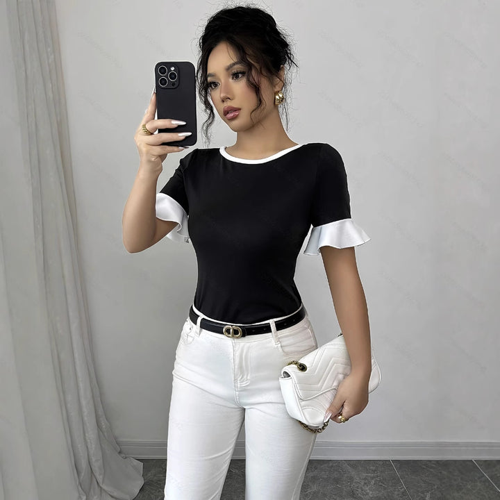 Dame Elegant Ruffled Sleeve Top Stilla