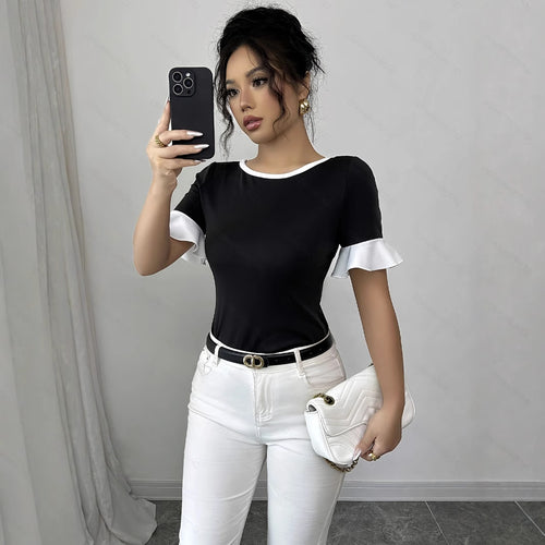 Dame Elegant Ruffled Sleeve Top Stilla