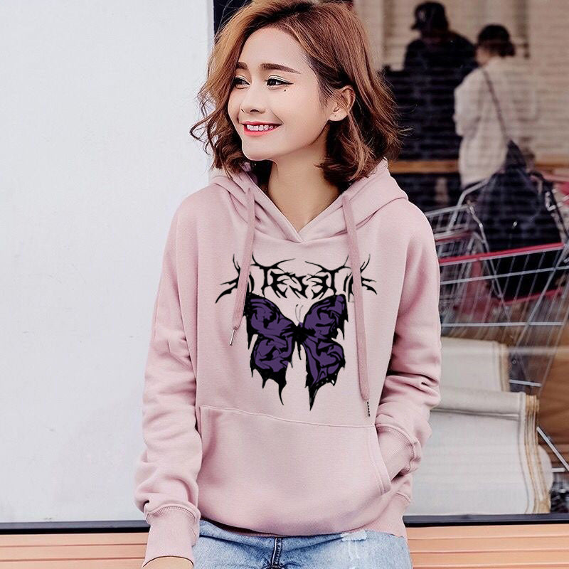Kvinder's Hoodie med Kunstnerisk Sommerfugl Design Skovae