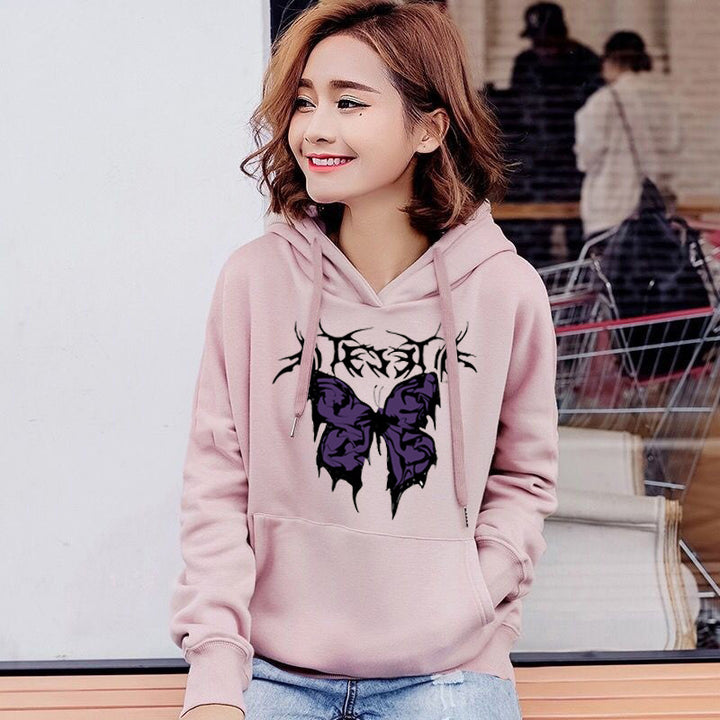 Kvinder's Hoodie med Kunstnerisk Sommerfugl Design Skovae