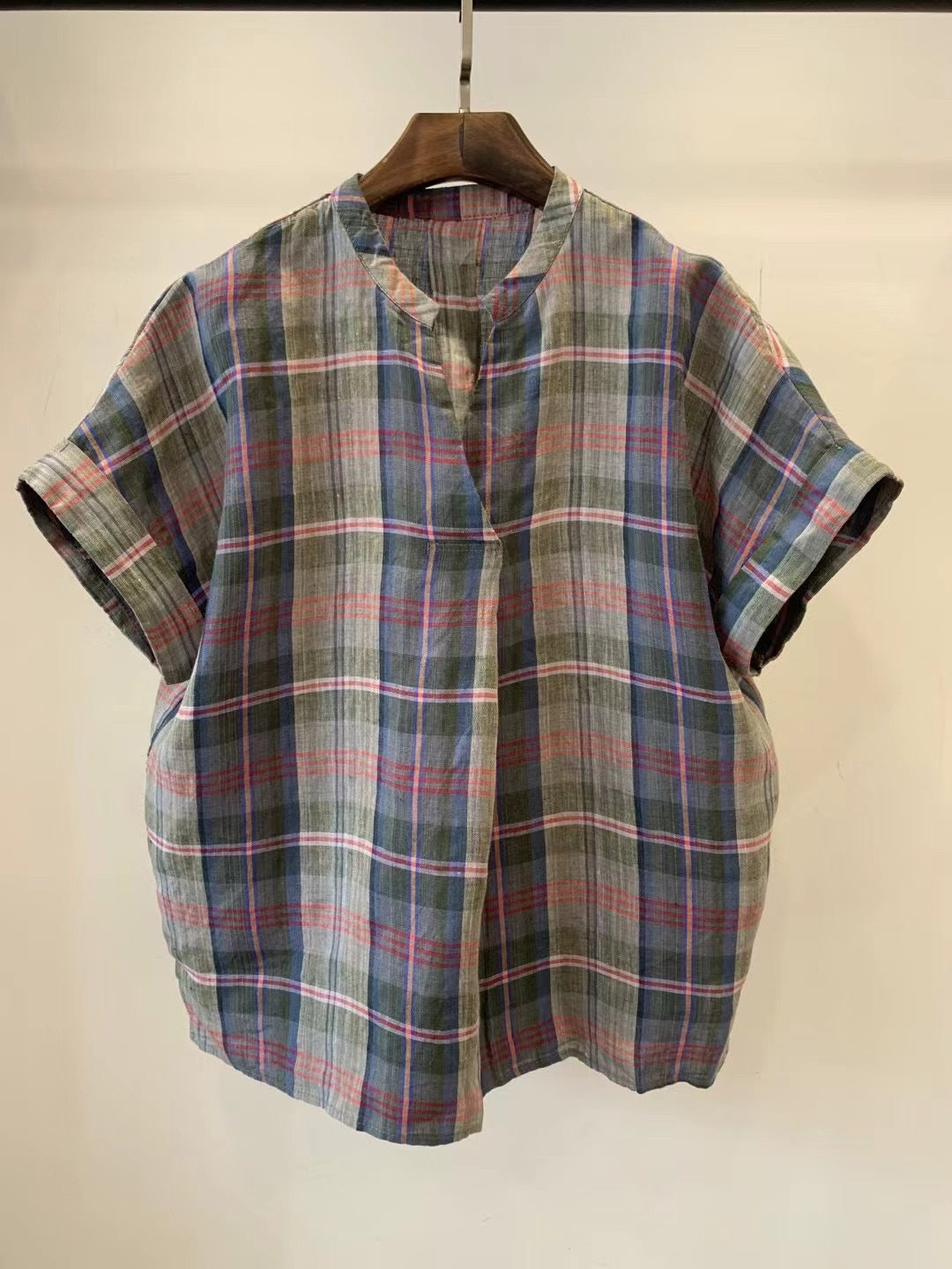 Femme Relaxed Fit Kortærmet Skakbluse Stilla