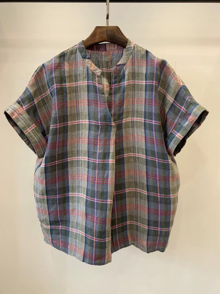Femme Relaxed Fit Kortærmet Skakbluse Stilla