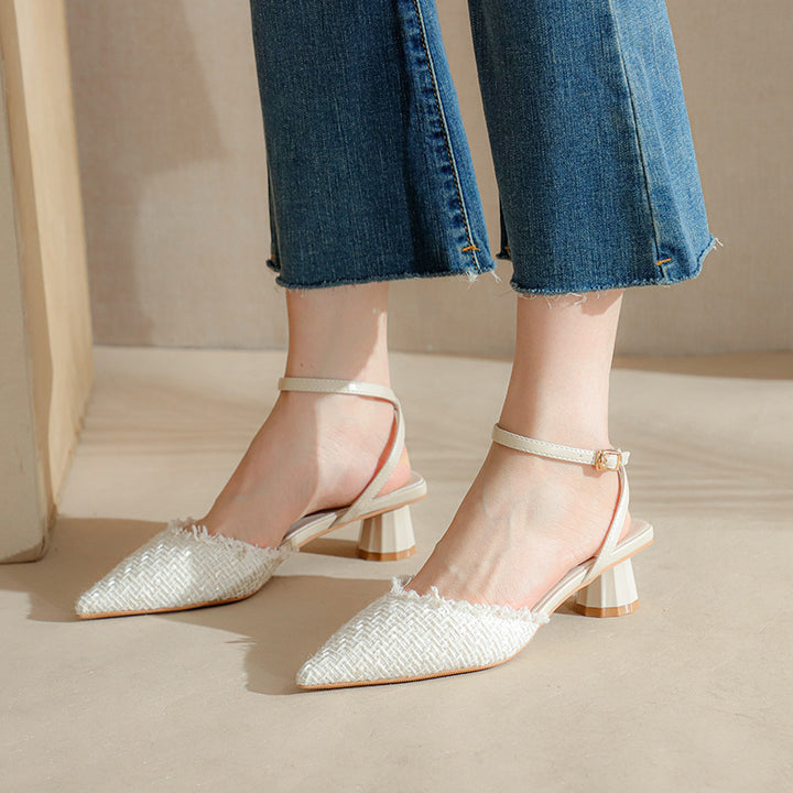 Dame Elegant Slingback Blokhæl Mules Stilla