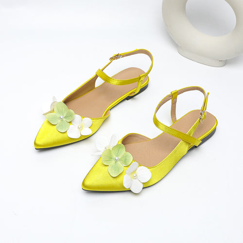 Dame Slingback Ballerinas med florale applikationer Stilla