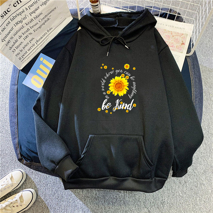 Kvinders hoodie med inspirerende solsikke design Skovae