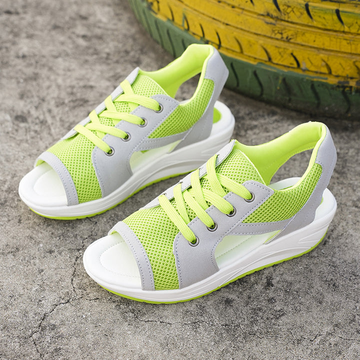 Dame Sporty Sandaler med åndbart netdesign og elastisk snøring Stilla