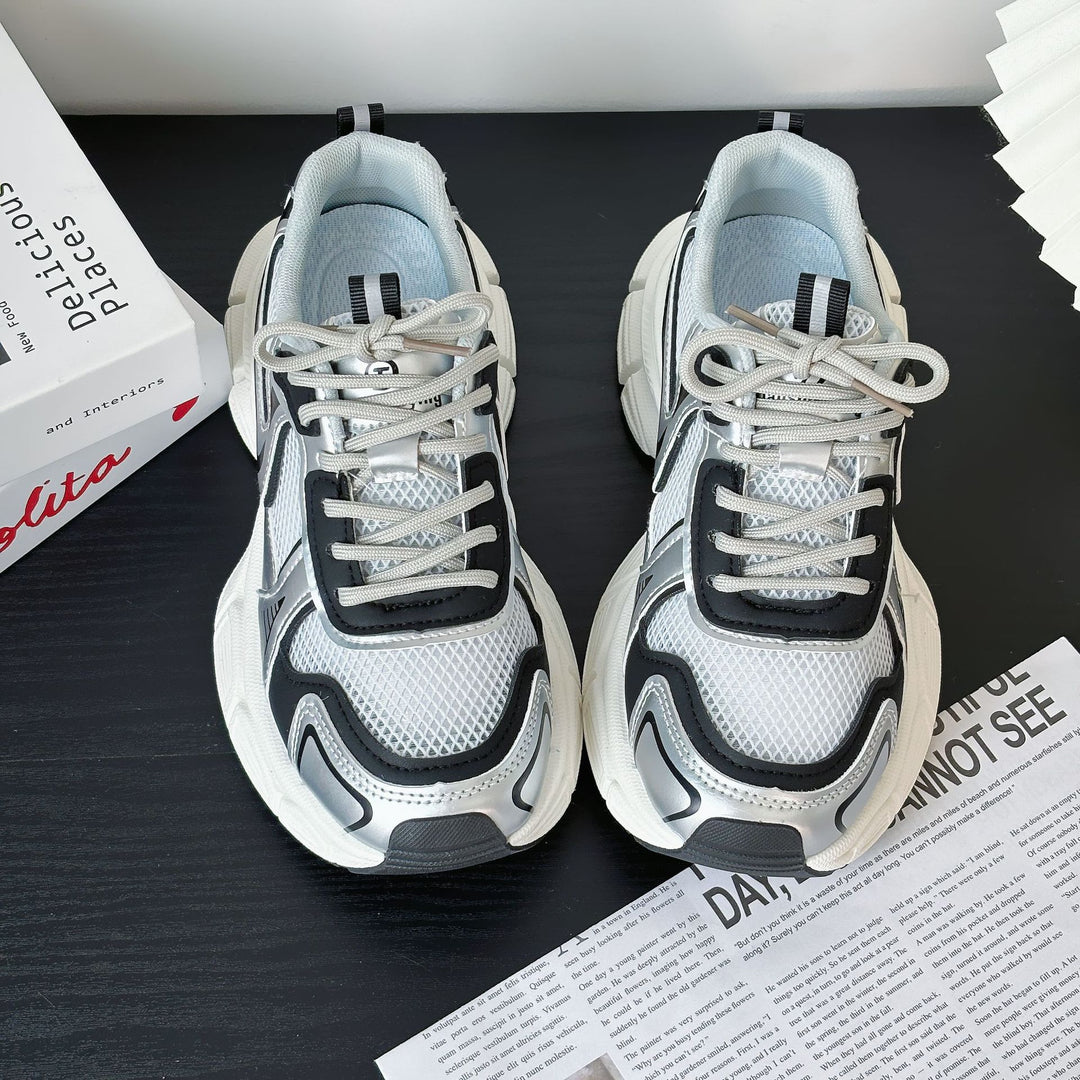 Dame Sporty Chunky Sneakers med åndbart mesh-overflade og elegant rynkedesign Stilla