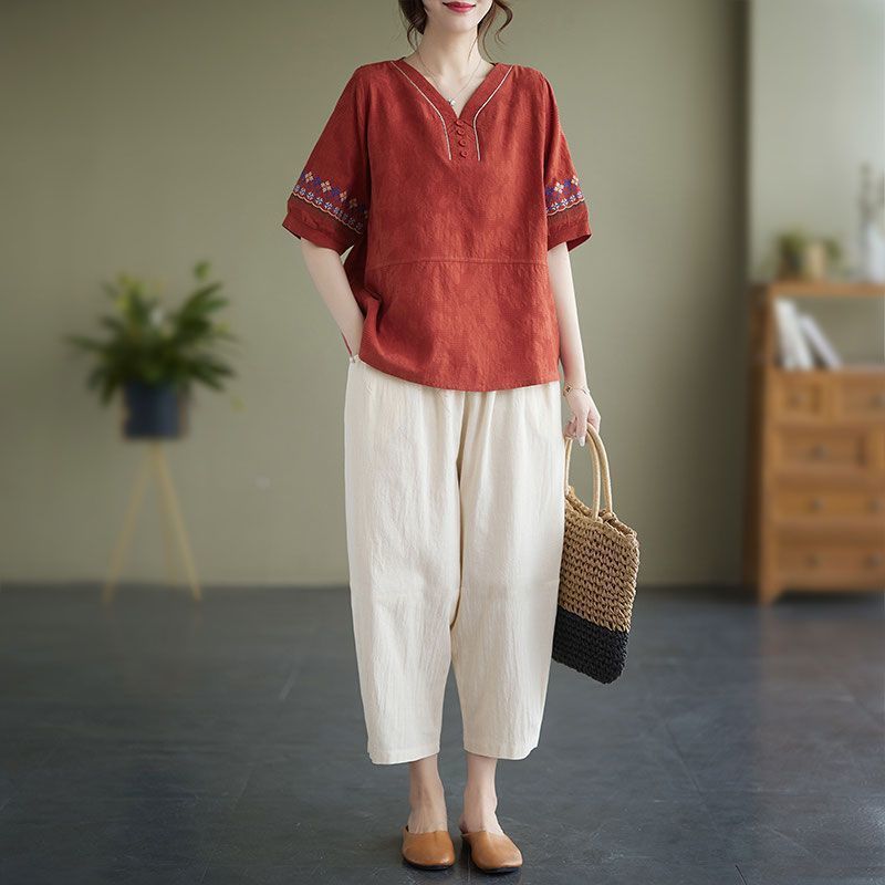 Femme Casual Broderet Overdel Stilla
