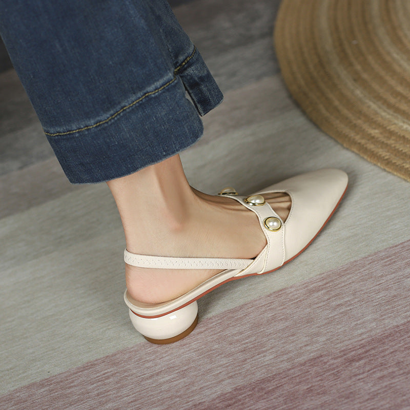 Dame elegante Slingback-hæle med perleaccent Stilla