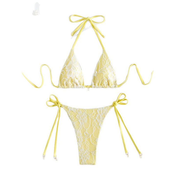 Dame triangel-bikini med florale spidsdetaljer Skovae