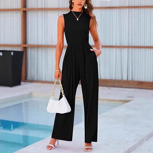 Dame elegant jumpsuit med bred ben og taljeret silhuet Skovae