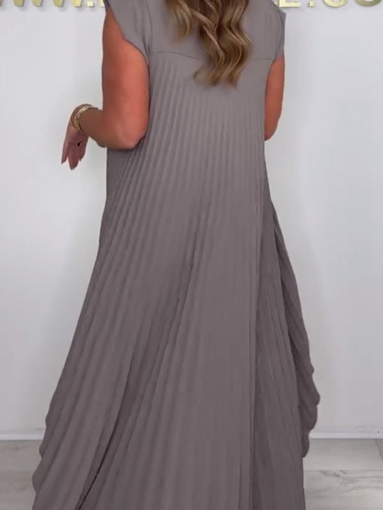 Dame plisseret maxi-kjole med asymmetrisk kant Stilla