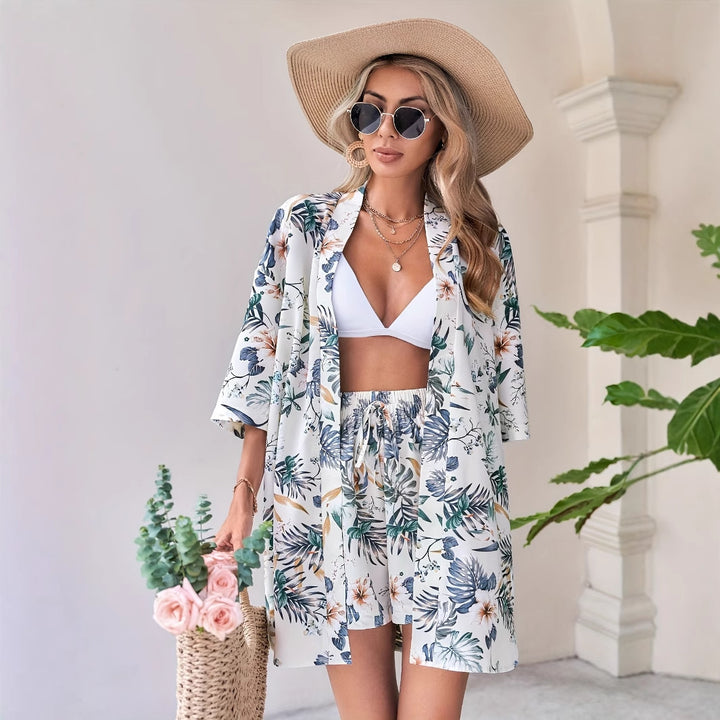 Dame Floral Kimono Sæt Stilla