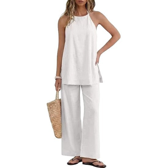 Dame Let og luftig sommerbukser med tanktop Skovae