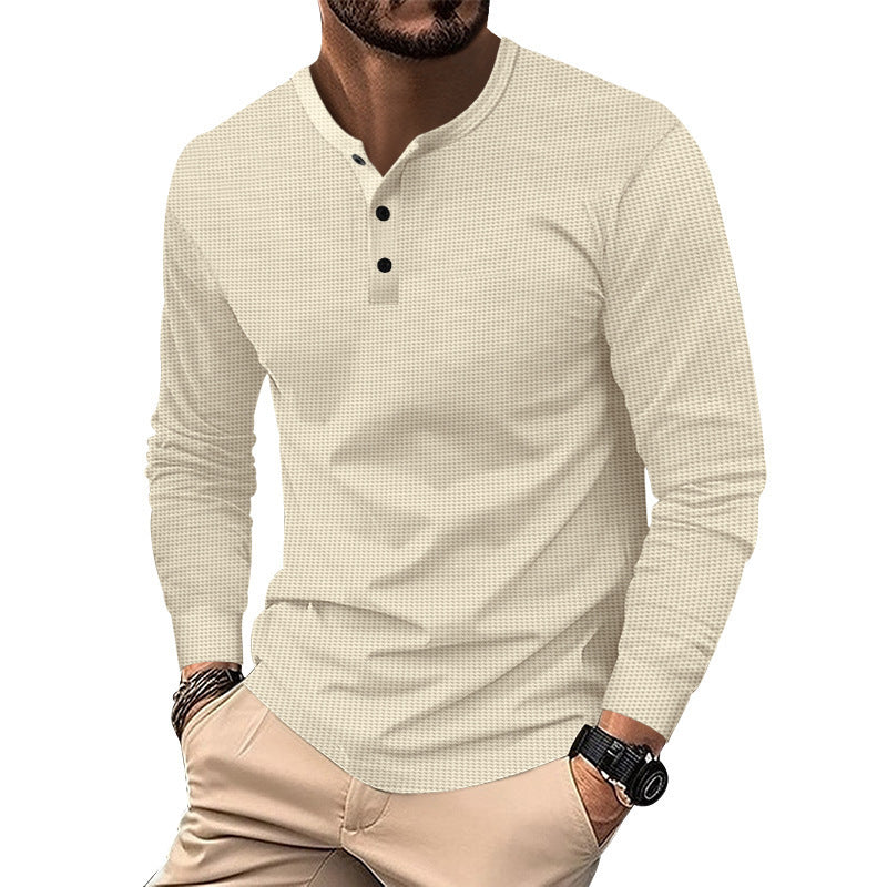 Herrer Langærmet Henley-shirt med struktureret overflade Stilla