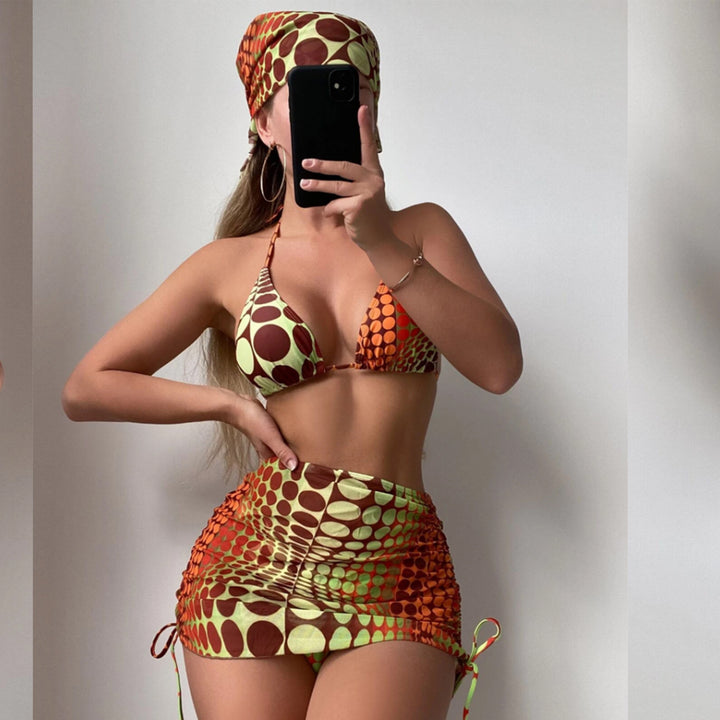 Dame Triangel-Bikini-Sæt med asymmetrisk Nederdel Stilla