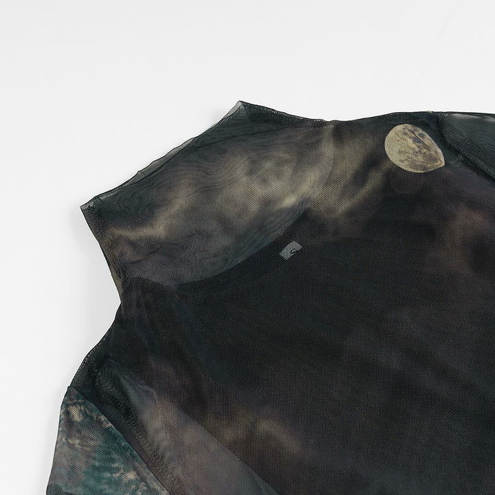Femme Maxi Gennemsigtig Overlay Kjole med himmelsk Design Stilla