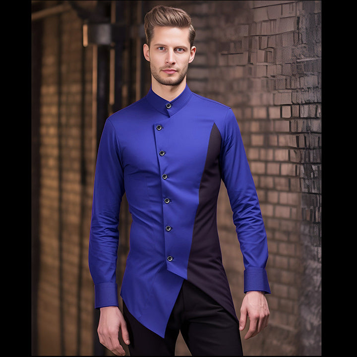 Herrer Modern Asymmetrisk Button-Up Skjorte Stilla