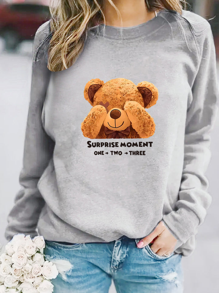 Kvinder Sweatshirt med unikt bjørnemotiv og underholdende sætning Skovae