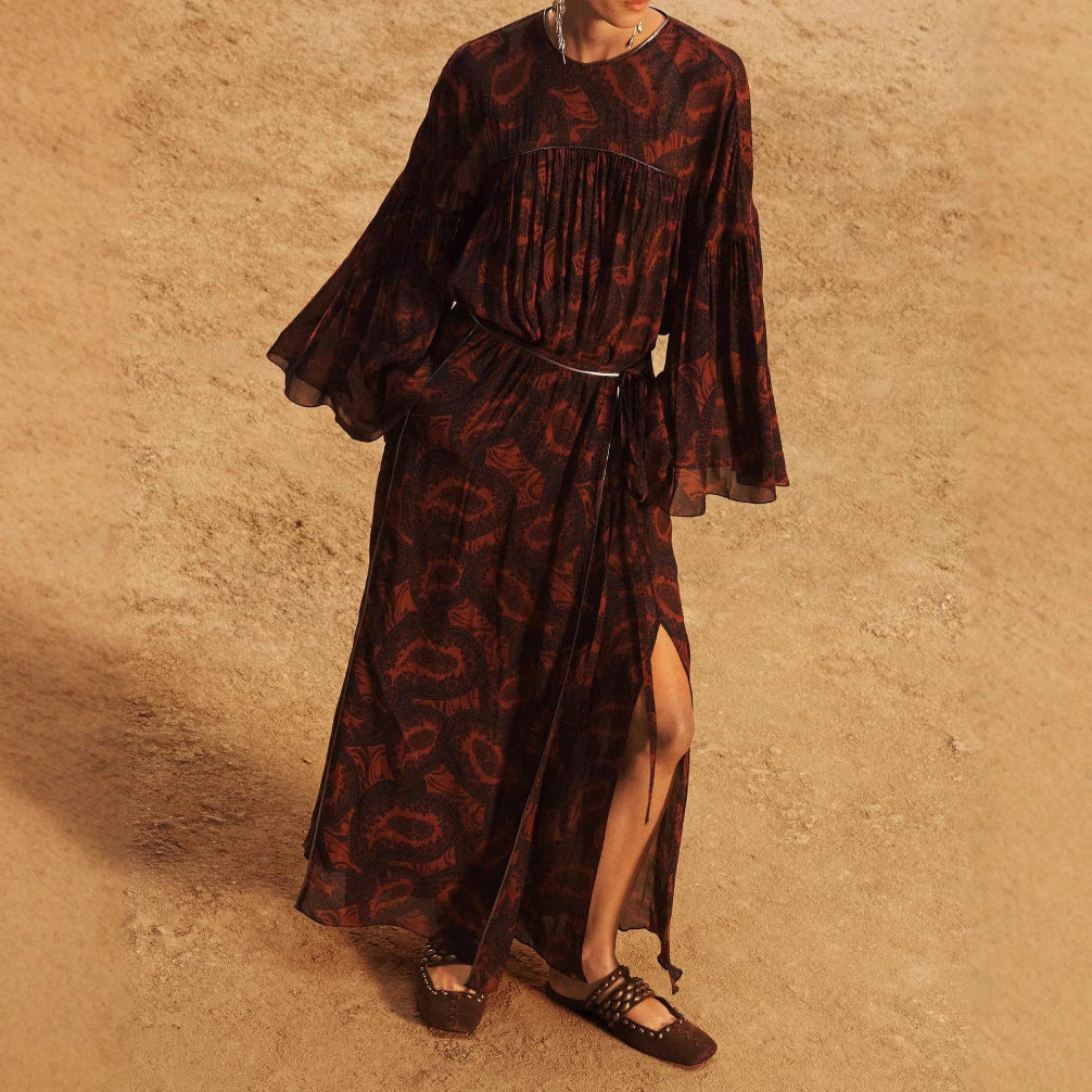 Femme Maxi-nederdel med elegant paisley-trykt Stilla
