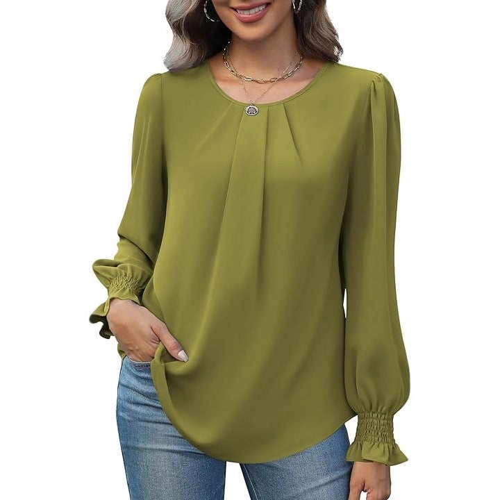 Damer elegant bluse med puffærmer Stilla