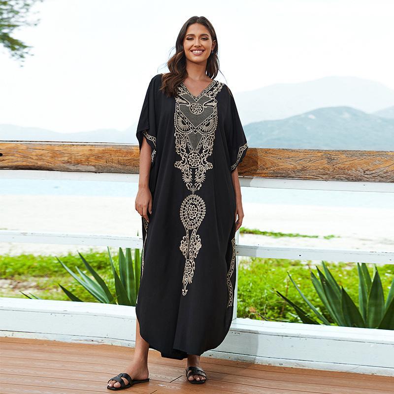 Dame Strandkjole med elegante broderier og flydende snit Stilla