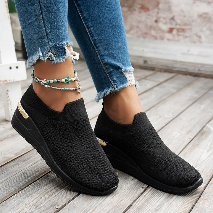 Dame Behagelige Slip-On Wedgesko med elastisk Overdel Stilla